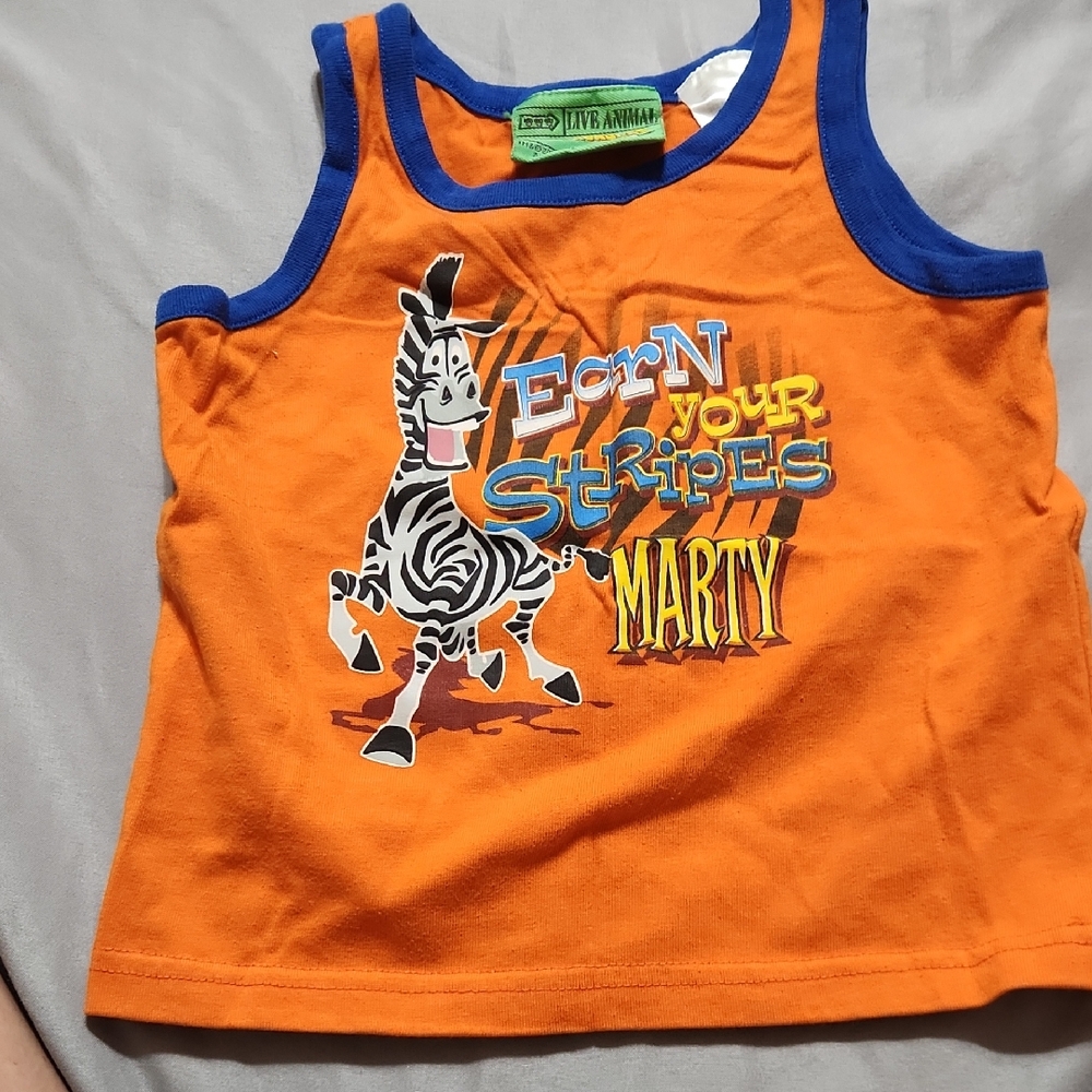 DreamWorks Orange and Blue Zebra Tank Top